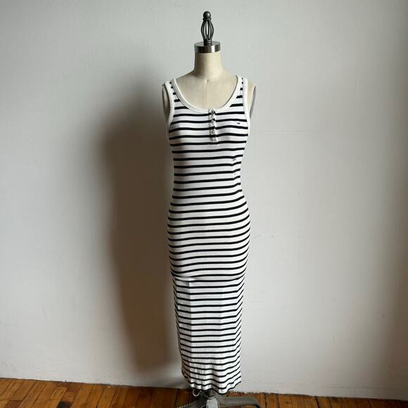 NWT TOMMY HILFIGER TOMMY JEANS Sleeveless Striped Ribbed Cotton Midi Tank Dress - Picture 1 of 9